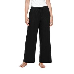 NWT Gap Women's Linen Blend Pull-On Pant Size L Black